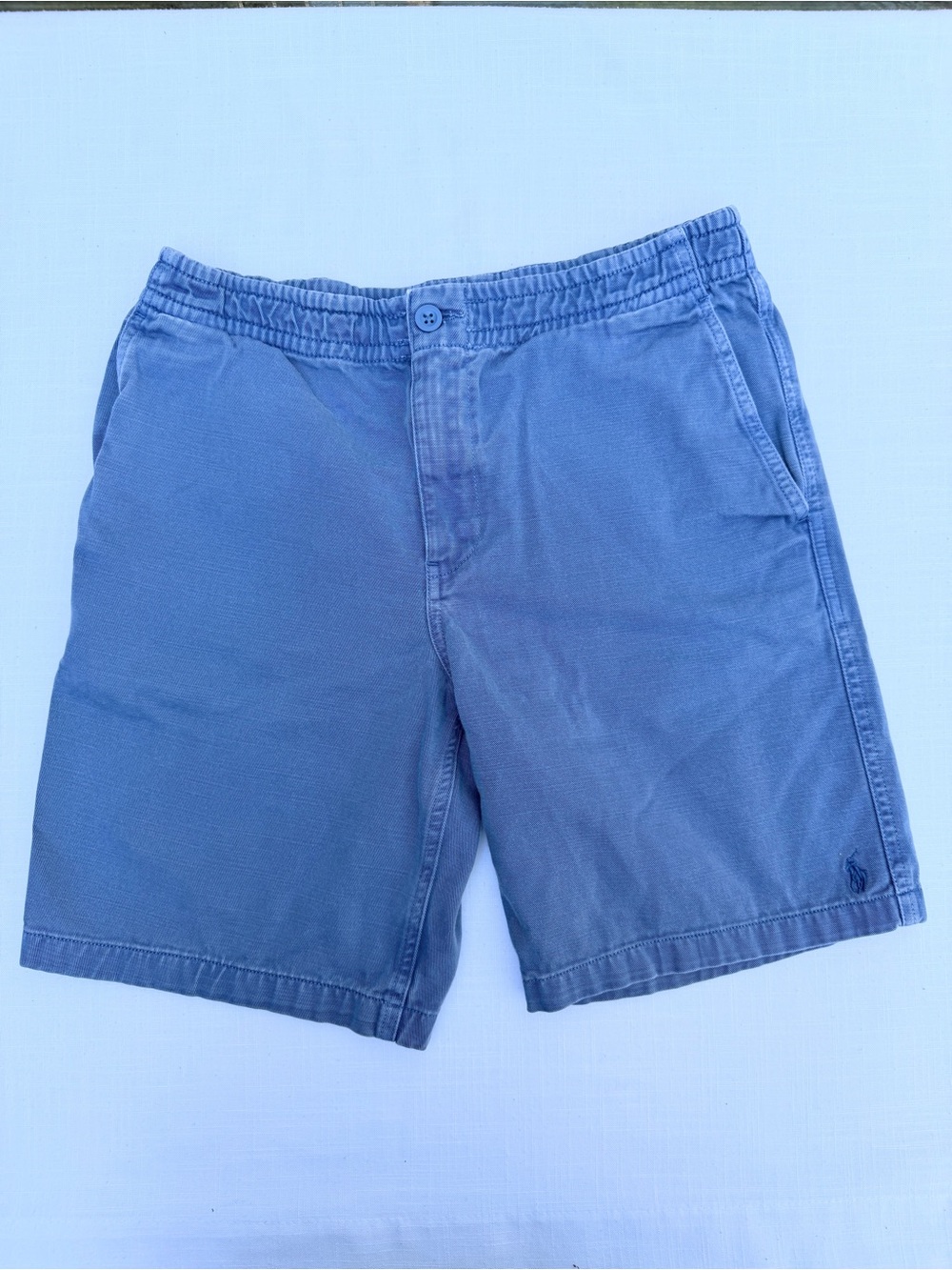 Polo Ralph Lauren Boys sz 16 Faded Blue 100 % Cotton Canvas Shorts w Navy Pony